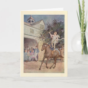 Vintage Cupid Child Angel & Horse w/Bow and Arrow Helgkort