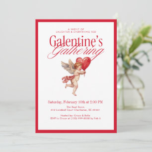 Vintage Cupid Galentine-firande Inbjudningar