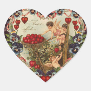 Vintage Cupid Heart Stickers Hjärtformat Klistermärke