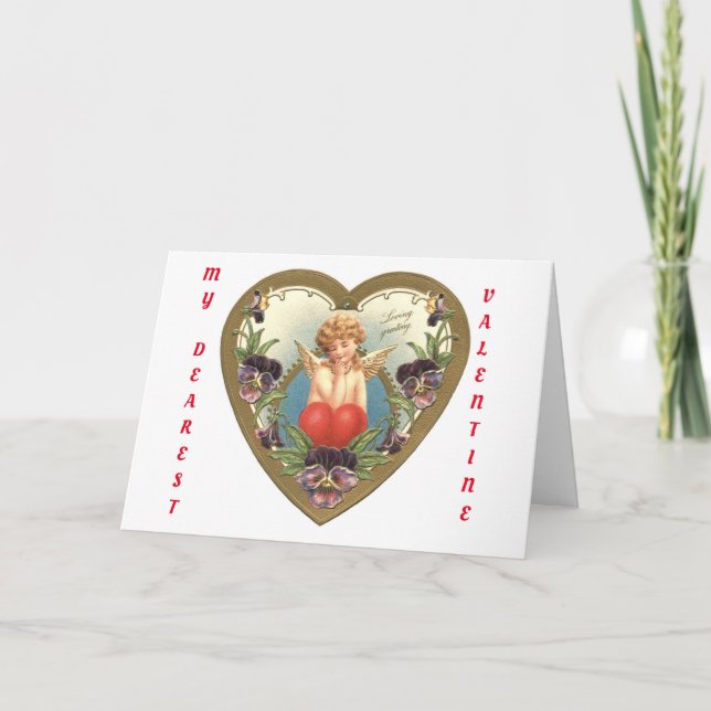 Vintage cupid i hjärtat kort (Framsida)