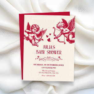 Vintage cupid kärlek baby shower inbjudningar