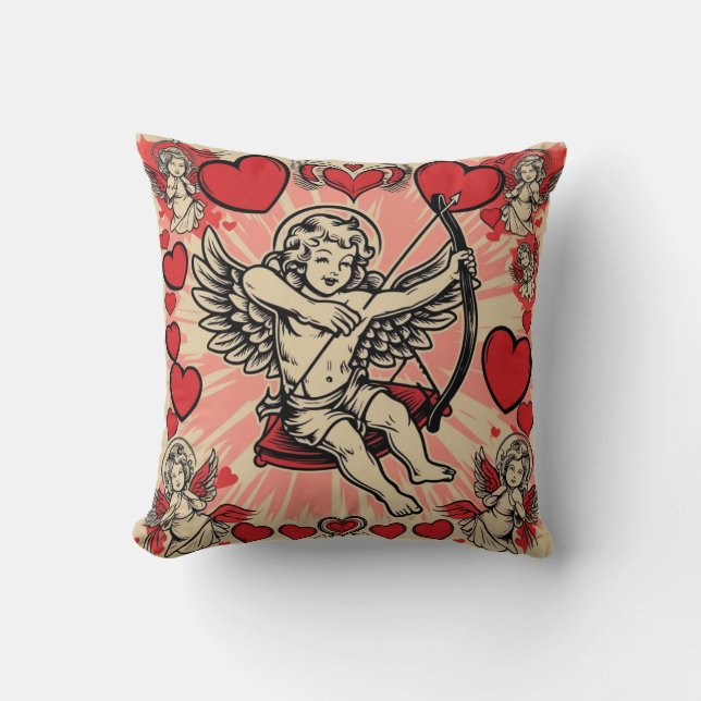 Vintage cupid kärlek kudde (Framsida)