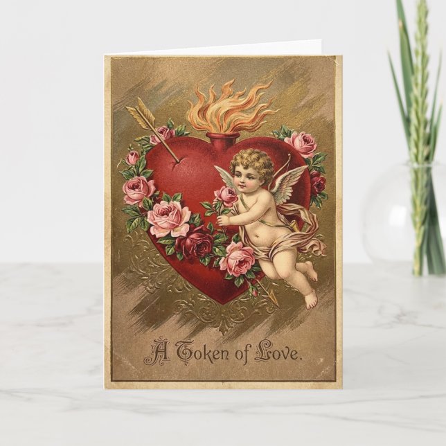 Vintage Cupid Kärlekskort Kort (Framsida)