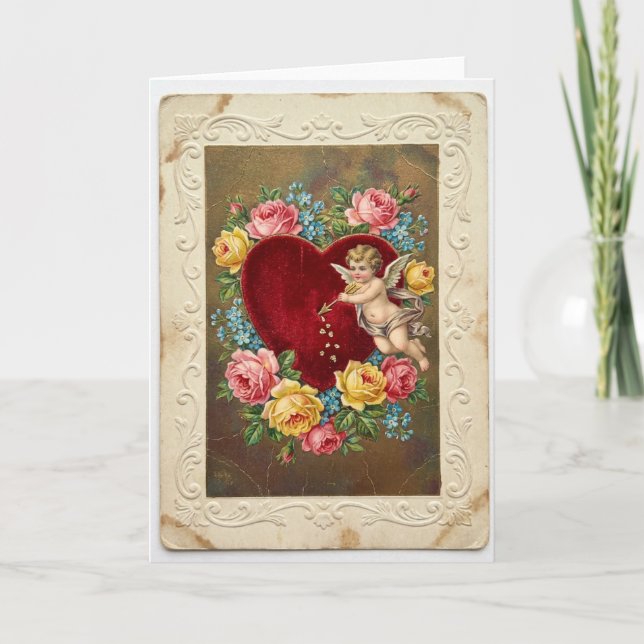 Vintage Cupid Love Valentine Card Kort (Framsida)