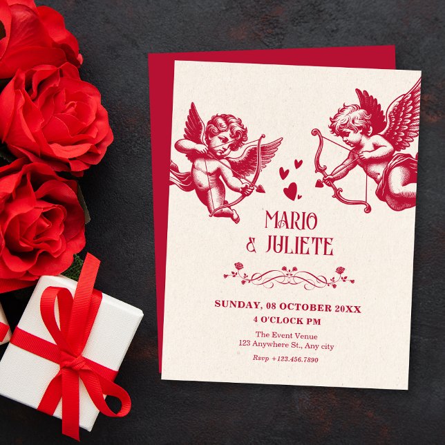 Vintage cupid love wedding  inbjudningar (Skapare uppladdad)