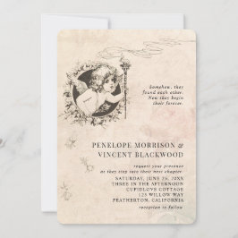 Vintage  Cupid Love Wedding Invitation Inbjudningar