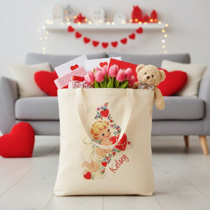 Vintage-cupid med anpassat namn Valentine Tygkasse