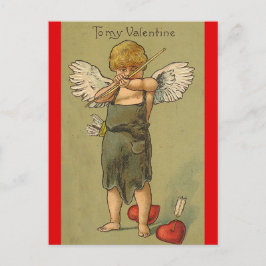 Vintage Cupid med en båge och två hjärtan Alla hjä Vykort