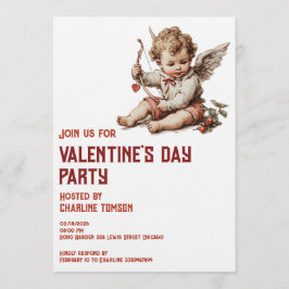 Vintage Cupid med hjärtbåge Inbjudningar