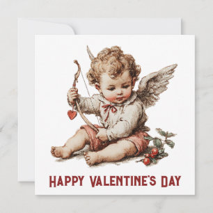 Vintage Cupid med hjärtbåge Kort