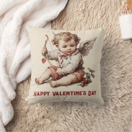 Vintage Cupid med hjärtbåge Kudde