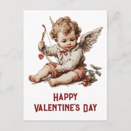Vintage Cupid med hjärtbåge Vykort