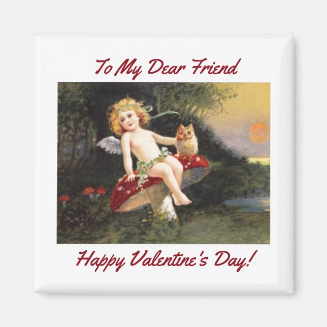 Vintage cupid med Uggla Magnet (Framsidan)