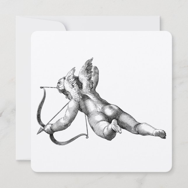 Vintage Cupid och Arrow Kärlek Cherub Angel Inbjudningar (Framsida)
