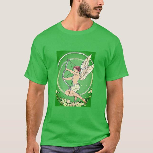 Vintage Cupid och hjärttatuering T Shirt (Framsida)