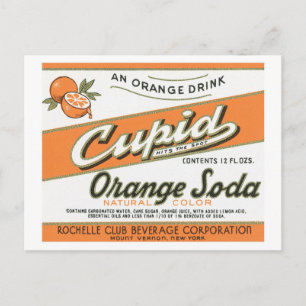 Vintage Cupid Orange Soda-etikett Vykort