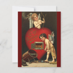 Vintage Cupid på Alla hjärtans dag, Änglar Brinnan Julkort