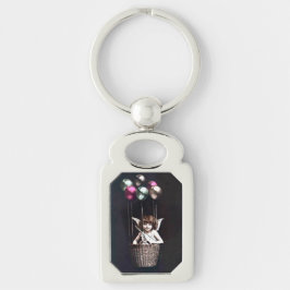 Vintage Cupid Rektangulärt Silverfärgad Nyckelring