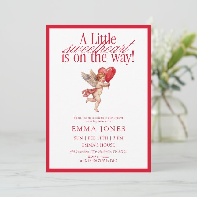 Vintage Cupid Sweetheart Baby Shower Inbjudningar (Stående Fram)