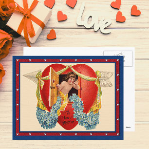 Vintage Cupid Token of Affection in a House Heart Vykort