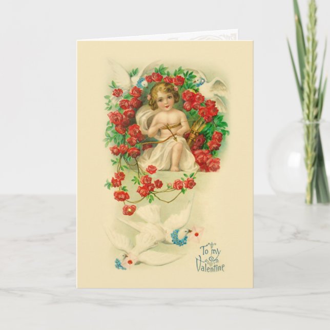 Vintage Cupid Valentine Card Helgkort (Framsida)