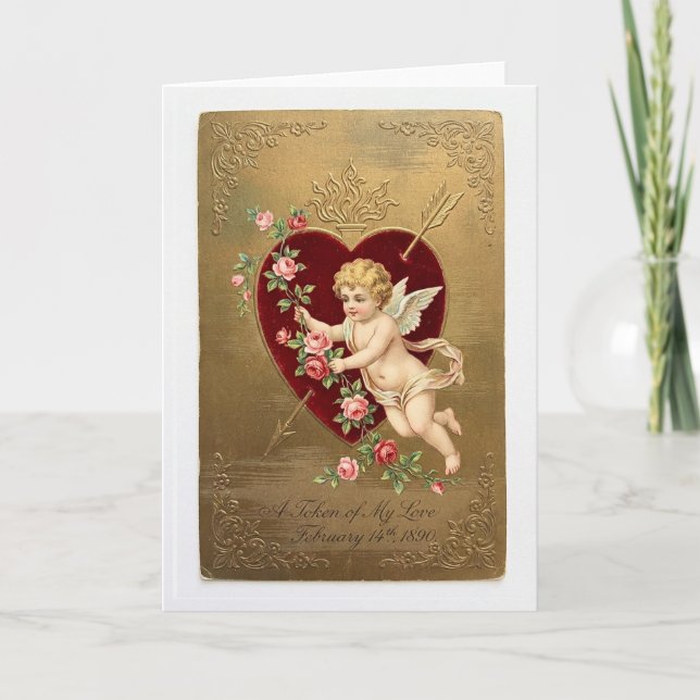 Vintage Cupid Valentine Card Kort (Framsida)