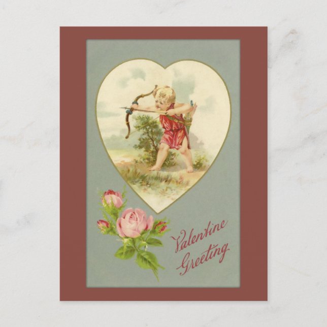 Vintage Cupid Valentine-vykort Helg Vykort (Framsida)