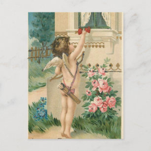 Vintage cupider med hjärta vykort