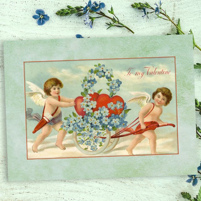 Vintage Cupids and Heartors Vykort (Skapare uppladdad)