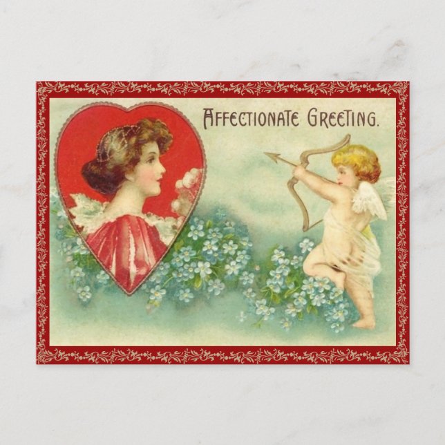 Vintage Cupid's Arrow Postcard Vykort (Framsida)
