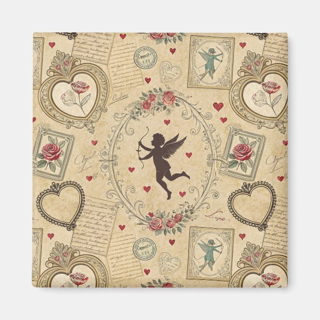 Vintage Cupids romantiska Mönster (1) Magnet (Framsidan)