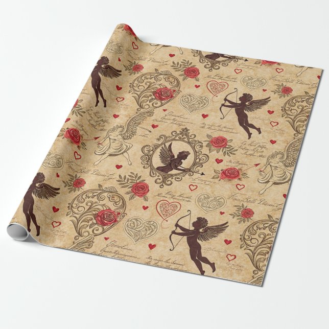 Vintage Cupids romska Mönster (10) Presentpapper (Utrullad)