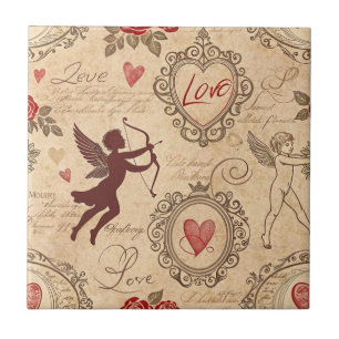 Vintage Cupids romska Mönster (3) Kakelplatta