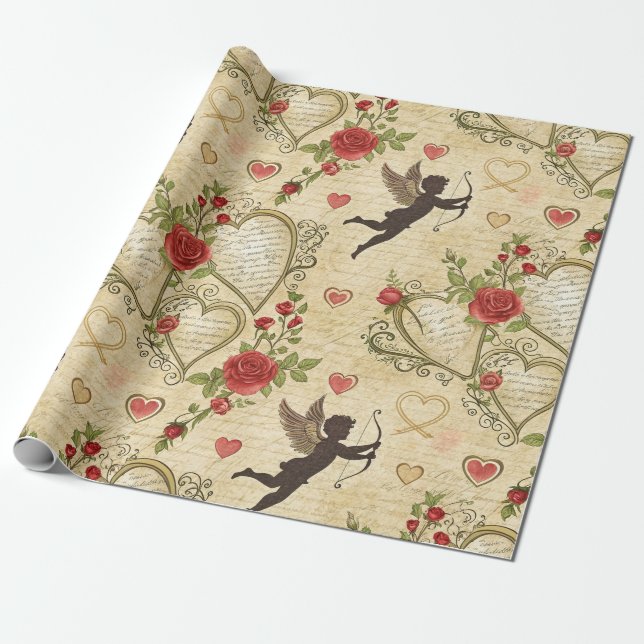 Vintage Cupids romska Mönster (7) Presentpapper (Utrullad)