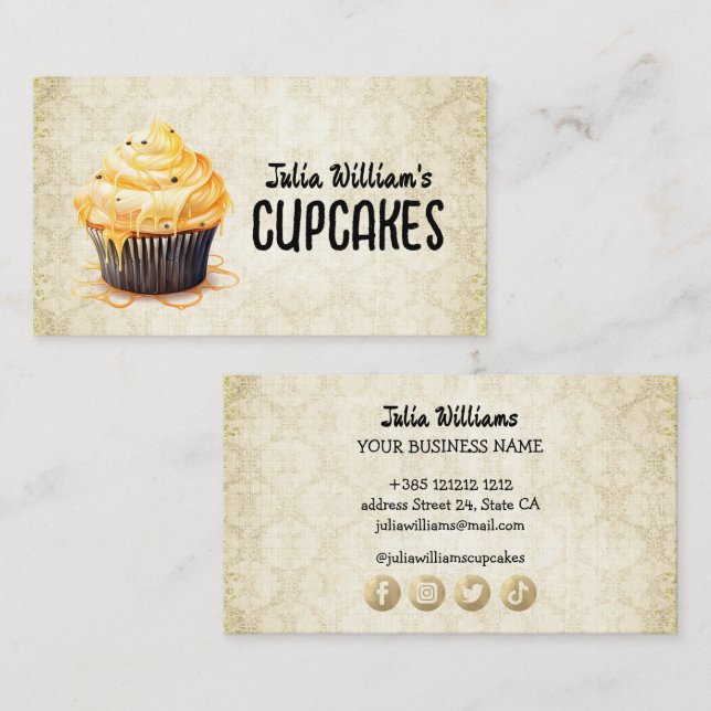 Vintage Cupkaka Bakery Visitkort (Fram/baksida)