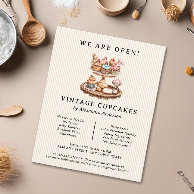 Vintage Cupkaka Retro Bakery Flygblad (Vintage Cupcake Retro Bakery Flyer)