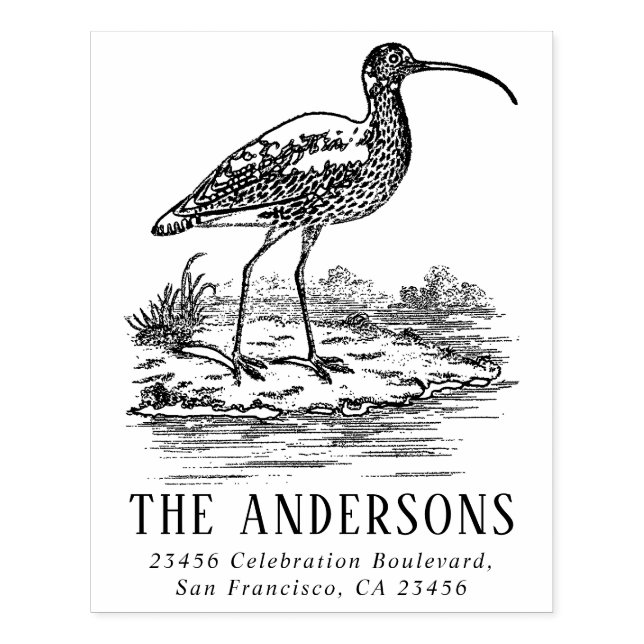 Vintage Curlew Anpassningsbar Family Namn Returadr Stämpel (Tryck)