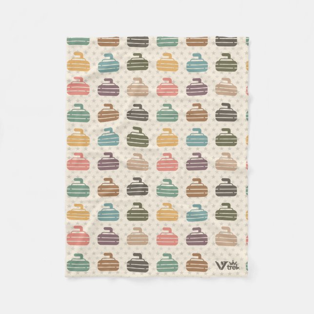 Vintage Curling Älskare Retro Curling Gift Blanket Fleecefilt (Framsidan)