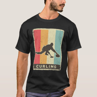 Vintage Curling Sport Retro Poster T Shirt