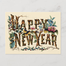 Vintage Currier & Ives 1876 "Gott nytt år" Vykort