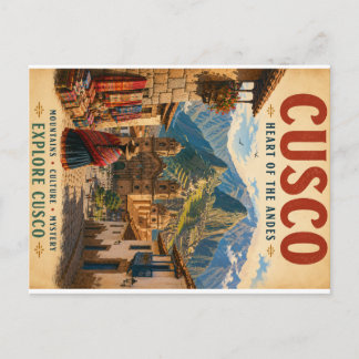 Vintage Cusco Peru Resoreraaffisch med Anderna Helg Vykort