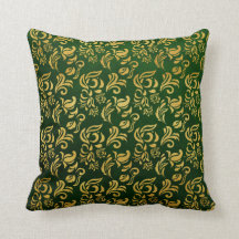 Vintage Cushion guld & Grönt
