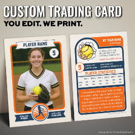 Vintage Custom Softball Trading Card, Orange Sport
