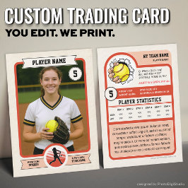 Vintage Custom Softball Trading Card, Red Player