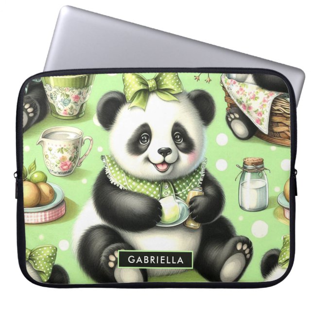 Vintage Cute Baby Panda Laptop Fodral (Framsidan)