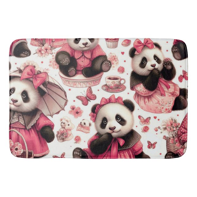 Vintage Cute Baby Panda Seamless Badrumsmatta (Framsidan)