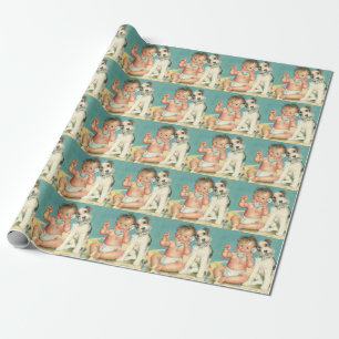 Vintage Cute Baby talar om Mobil marionett Hund Presentpapper