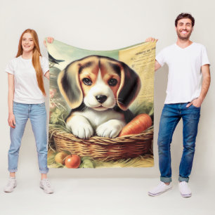 Vintage Cute Beagle Puppy Fleecefilt
