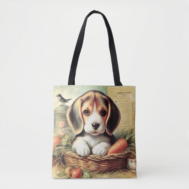 Vintage Cute Beagle Puppy Tygkasse (Framsida)