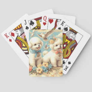 Vintage Cute Bichon Frisé Illustration Casinokort